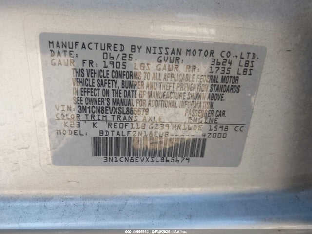 3N1CN8EVXSL865679 Nissan Versa 1.6 Sv