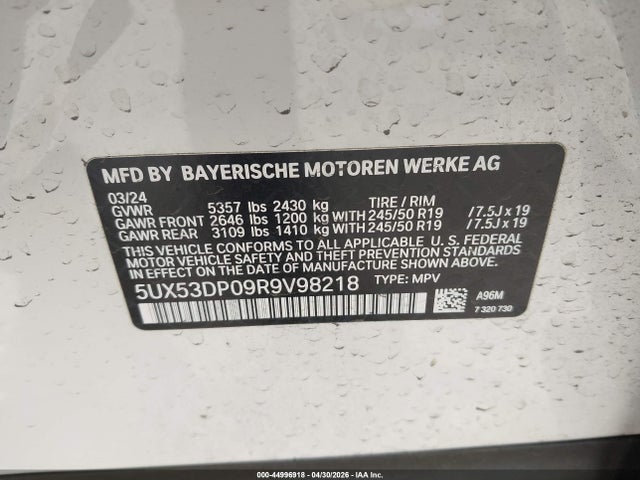 5UX53DP09R9V98218 BMW X3 Xdrive30i