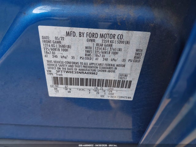 Ford Maverick Lariat 2022 3FTTW8E35NRA69982 Image 9