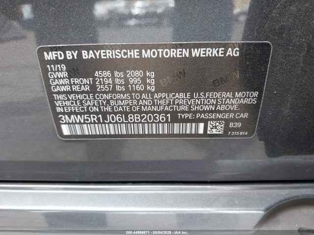 BMW 330I 2020 3MW5R1J06L8B20361 Image 9
