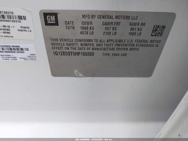 Aukcja sprzedaży 2017 Chevrolet Malibu 1lt, vin: 1G1ZE5ST5HF199383, numer aukcji: 44996998