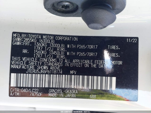JTERU5JR6P6118174 Toyota 4runner Trd Off Road Premium