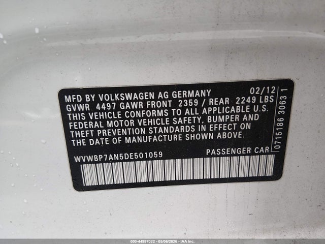 Продаж на аукціоні авто 2013 Volkswagen Cc 2.0t Sport Plus, vin: WVWBP7AN5DE501059, номер лоту: 44997022