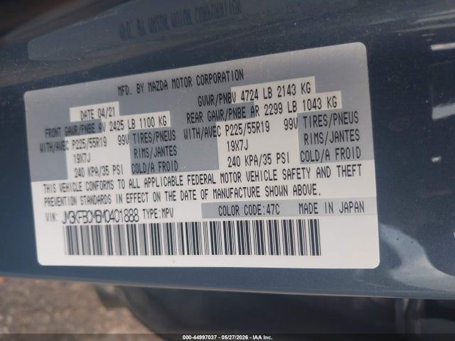 Aukcja sprzedaży 2021 Mazda Cx-5 Carbon Edition, vin: JM3KFBCM6M0401888, numer aukcji: 44997037