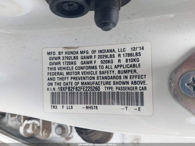 Продаж на аукціоні авто 2015 Honda Civic Ex, vin: 19XFB2F82FE225260, номер лоту: 44997062