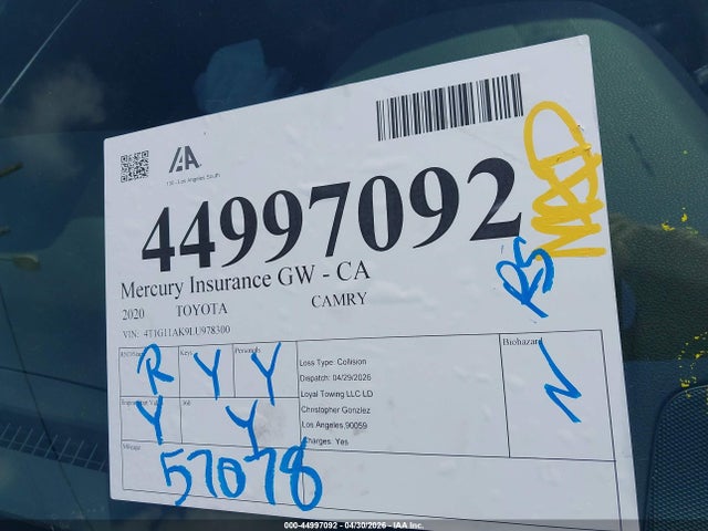 4T1G11AK9LU978300 Toyota CAMRY SE