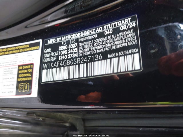 W1KAF4GB0SR247136 Mercedes-Benz C 300
