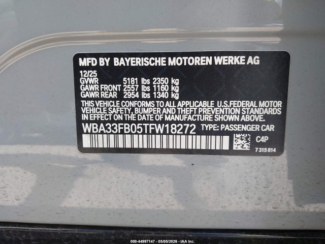 Продаж на аукціоні авто 2026 Bmw 430i Gran Coupe Xdrive, vin: WBA33FB05TFW18272, номер лоту: 44997147