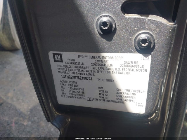 Aukcja sprzedaży 2006 Gmc Sierra 2500hd Sle2, vin: 1GTHC29G76E180241, numer aukcji: 44997168