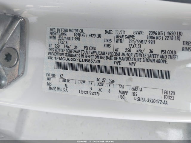 1FMCU0GX1EUB85739 Ford ESCAPE SE