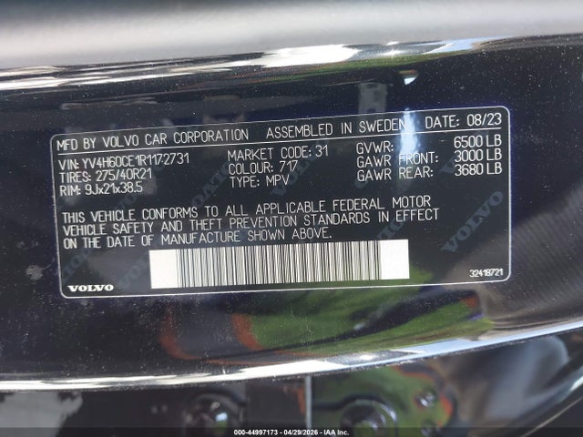 YV4H60CE1R1172731 Volvo Xc90 Recharge Plug-in Hybrid T8 Plus Bright Theme 7-seater