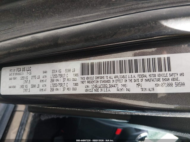 44997220 :رقم المزاد ، 1C4BJWCG9GL304471 vin ، 2016 Jeep Wrangler Rubicon Hard Rock مزاد بيع