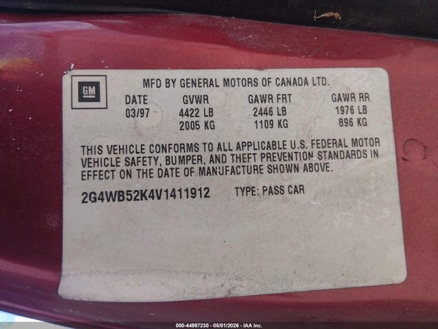 Продаж на аукціоні авто 1997 Buick Regal Ls, vin: 2G4WB52K4V1411912, номер лоту: 44997230