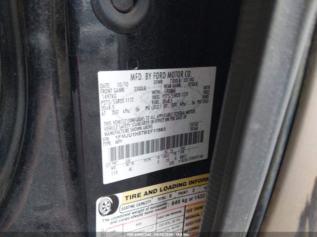 Продаж на аукціоні авто 2011 Ford Expedition Xlt, vin: 1FMJU1H57BEF11883, номер лоту: 44997245