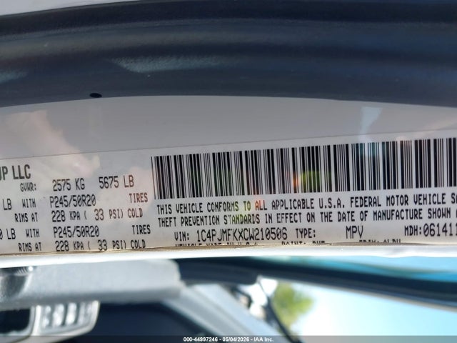 44997246 :رقم المزاد ، 1C4PJMFKXCW210506 vin ، 2012 Jeep Liberty Limited Jet Edition مزاد بيع