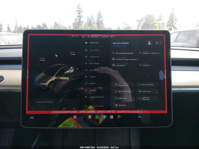 2021 Tesla Model Y Long Range Dual Motor All-wheel Drive მანქანა იყიდება აუქციონზე, vin: 5YJYGDEE8MF301262, აუქციონის ნომერი: 44997264