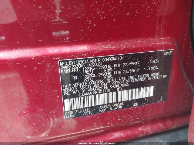 Aukcja sprzedaży 2021 Toyota Venza Limited, vin: JTEAAAAH8MJ011710, numer aukcji: 44997273