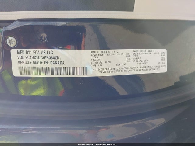 2023 Chrysler Pacifica Hybrid Touring L მანქანა იყიდება აუქციონზე, vin: 2C4RC1L75PR584201, აუქციონის ნომერი: 44997314