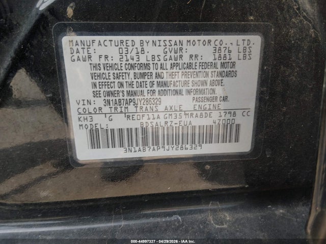 Nissan SENTRA SR 2018 3N1AB7AP9JY286329 Image 9