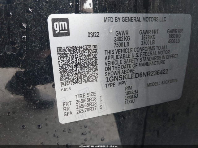 1GNSKLED6NR236422 Chevrolet Tahoe 4wd Commercial Fleet