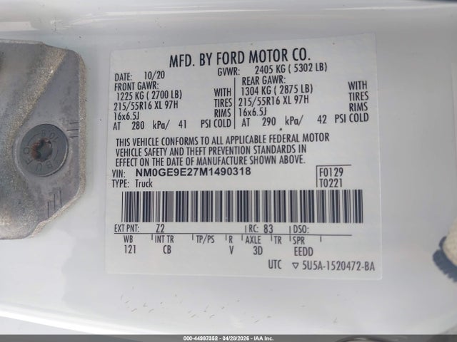 NM0GE9E27M1490318 Ford Transit Connect Xl Passenger