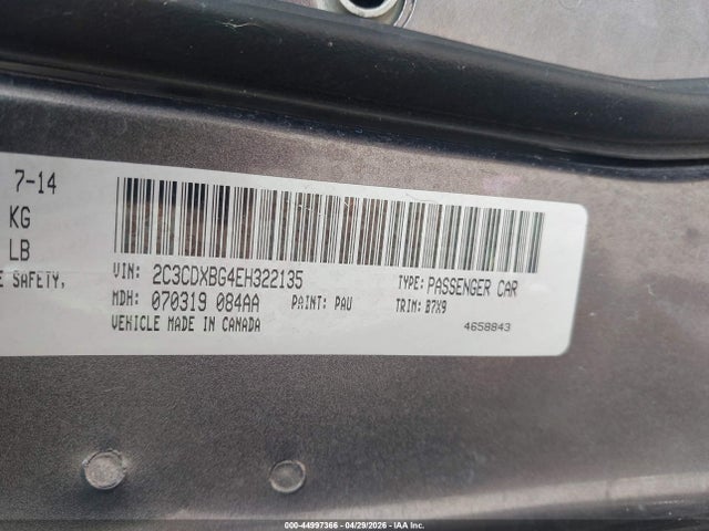 Продажа на аукционе авто 2014 Dodge Charger Se, vin: 2C3CDXBG4EH322135, номер лота: 44997366