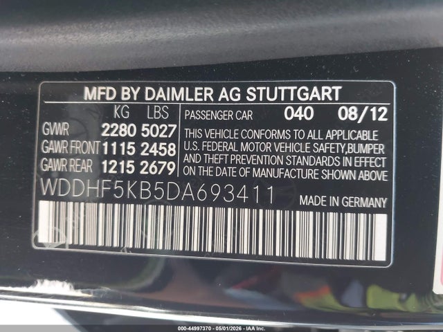 2013 Mercedes-benz E 350 მანქანა იყიდება აუქციონზე, vin: WDDHF5KB5DA693411, აუქციონის ნომერი: 44997370