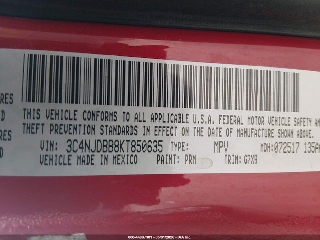 Продаж на аукціоні авто 2019 Jeep Compass Latitude 4x4, vin: 3C4NJDBB8KT850635, номер лоту: 44997381