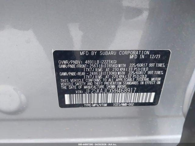 JF2SKAJCXRH468917 Subaru Forester Wilderness