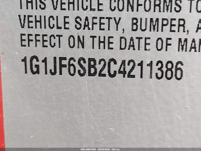 Aukcja sprzedaży 2012 Chevrolet Sonic 1lz, vin: 1G1JF6SB2C4211386, numer aukcji: 44997408