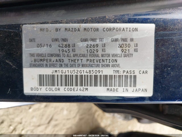JM1GJ1U52G1485091 Mazda Mazda6 I Sport