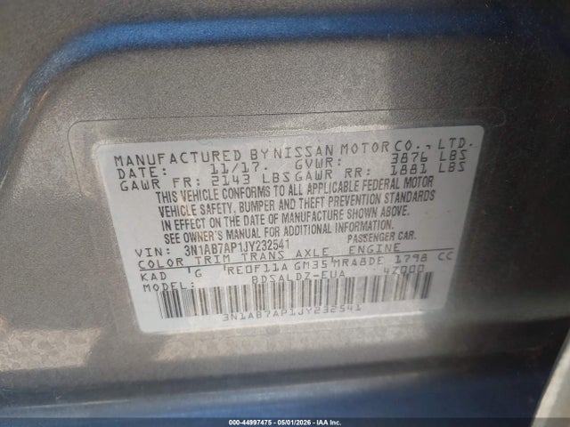 Nissan SENTRA SV 2018 3N1AB7AP1JY232541 Image 9