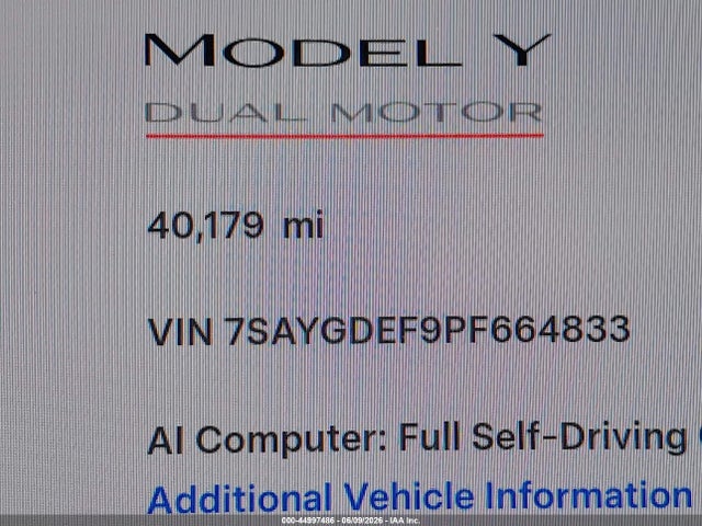Aukcja sprzedaży 2023 Tesla Model Y Performance Dual Motor All-wheel Drive, vin: 7SAYGDEF9PF664833, numer aukcji: 44997486
