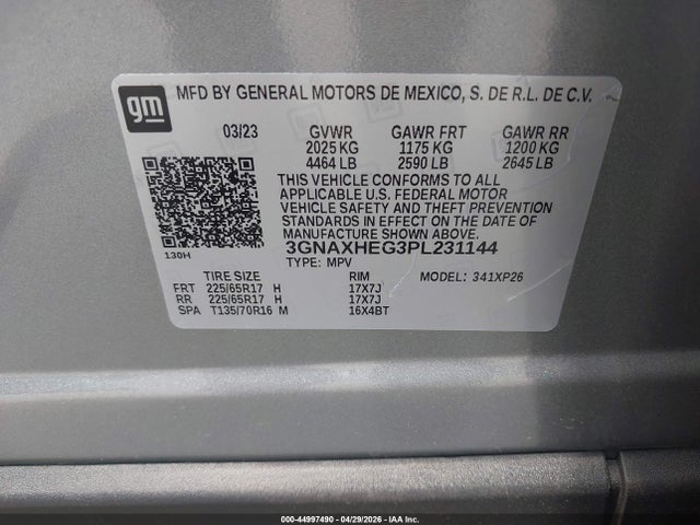 3GNAXHEG3PL231144 Chevrolet Equinox Fwd Ls