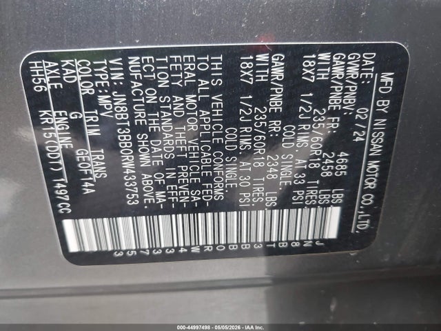 Продаж на аукціоні авто 2024 Nissan Rogue Sv Intelligent Awd, vin: JN8BT3BB0RW433753, номер лоту: 44997498