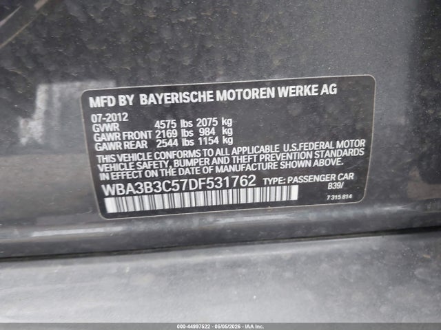 44997522 :رقم المزاد ، WBA3B3C57DF531762 vin ، 2013 Bmw 328i Xdrive مزاد بيع