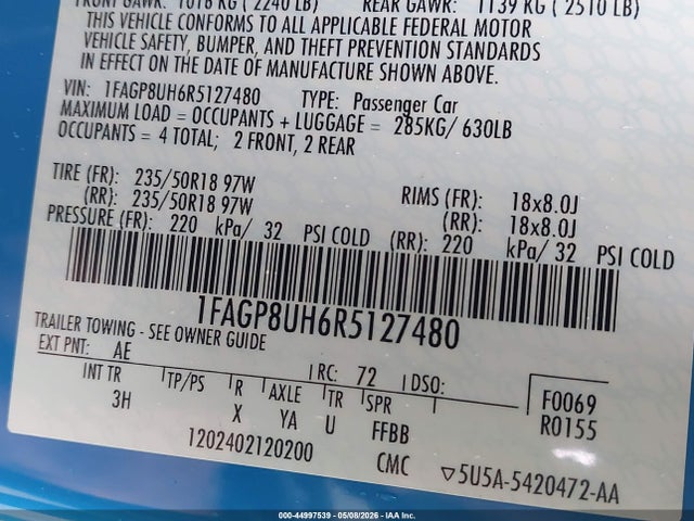 Продаж на аукціоні авто 2024 Ford Mustang Ecoboost Premium, vin: 1FAGP8UH6R5127480, номер лоту: 44997539