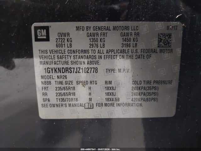 Продаж на аукціоні авто 2018 Cadillac Xt5 Luxury, vin: 1GYKNDRS7JZ102778, номер лоту: 44997541