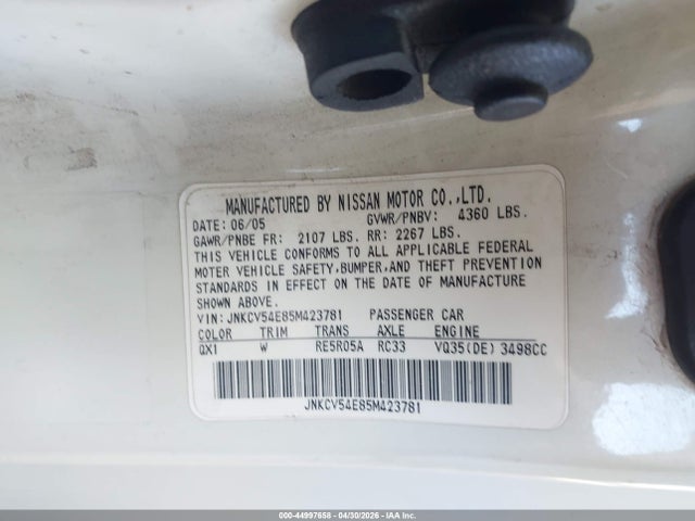 Aukcja sprzedaży 2005 Infiniti G35, vin: JNKCV54E85M423781, numer aukcji: 44997658