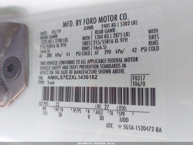 Ford Transit Connect Xl 2020 NM0LS7E2XL1436182 Image 9