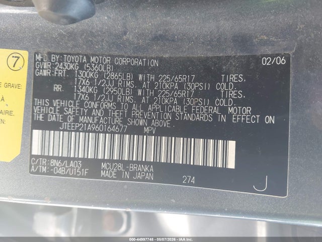 Продажа на аукционе авто 2006 Toyota Highlander Limited V6, vin: JTEEP21A960164677, номер лота: 44997748
