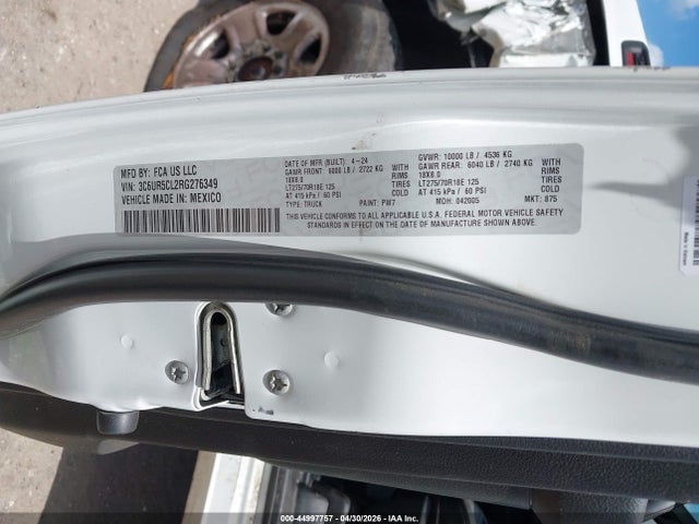 Aukcja sprzedaży 2024 Ram 2500 Tradesman  4x4 6'4 Box, vin: 3C6UR5CL2RG276349, numer aukcji: 44997757