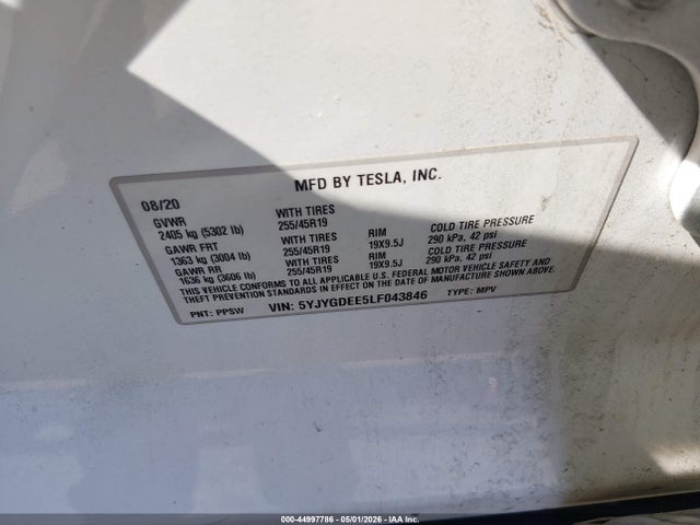 5YJYGDEE5LF043846 Tesla Model Y Long Range Dual Motor All-wheel Drive