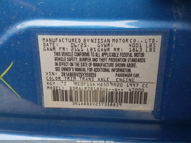 Aukcja sprzedaży 2025 Nissan Sentra Sr, vin: 3N1AB8DV2SY358859, numer aukcji: 44997810