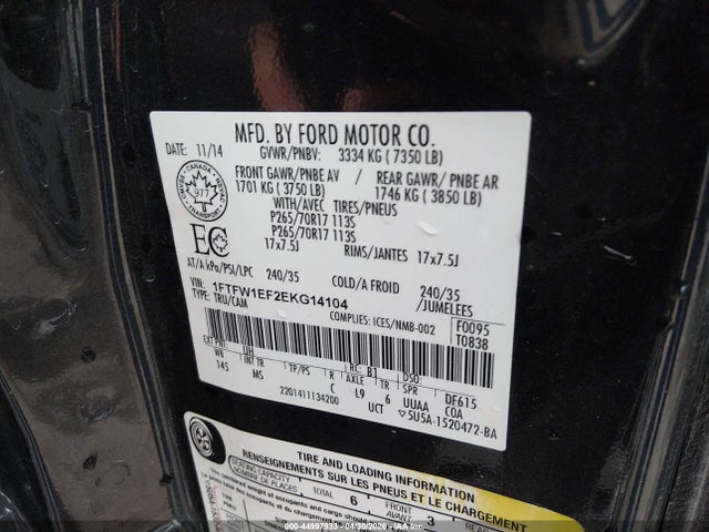 2014 Ford F-150 Xlt მანქანა იყიდება აუქციონზე, vin: 1FTFW1EF2EKG14104, აუქციონის ნომერი: 44997933