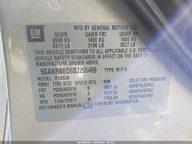 Продажа на аукционе авто 2011 Buick Enclave 1xl, vin: 5GAKRBED6BJ256499, номер лота: 44997941