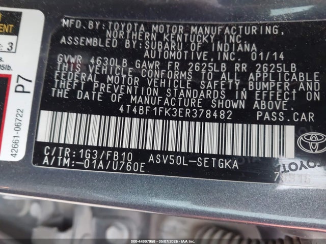 Toyota CAMRY XLE 2014 4T4BF1FK3ER378482 Image 9