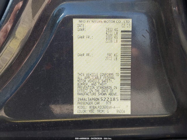 Aukcja sprzedaży 2013 Nissan Altima 2.5 S, vin: 1N4AL3AP6DN522185, numer aukcji: 44998038