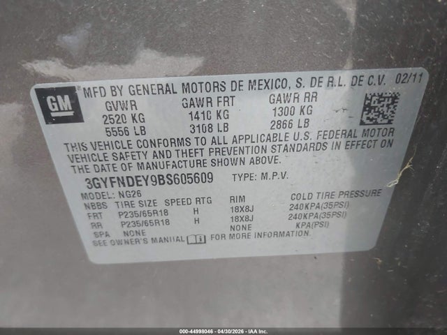 Продажа на аукционе авто 2011 Cadillac Srx Luxury Collection, vin: 3GYFNDEY9BS605609, номер лота: 44998046