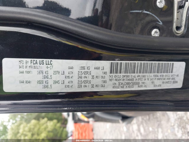 2017 Jeep New Compass Sport Fwd მანქანა იყიდება აუქციონზე, vin: 3C4NJCAB6HT605868, აუქციონის ნომერი: 44998051